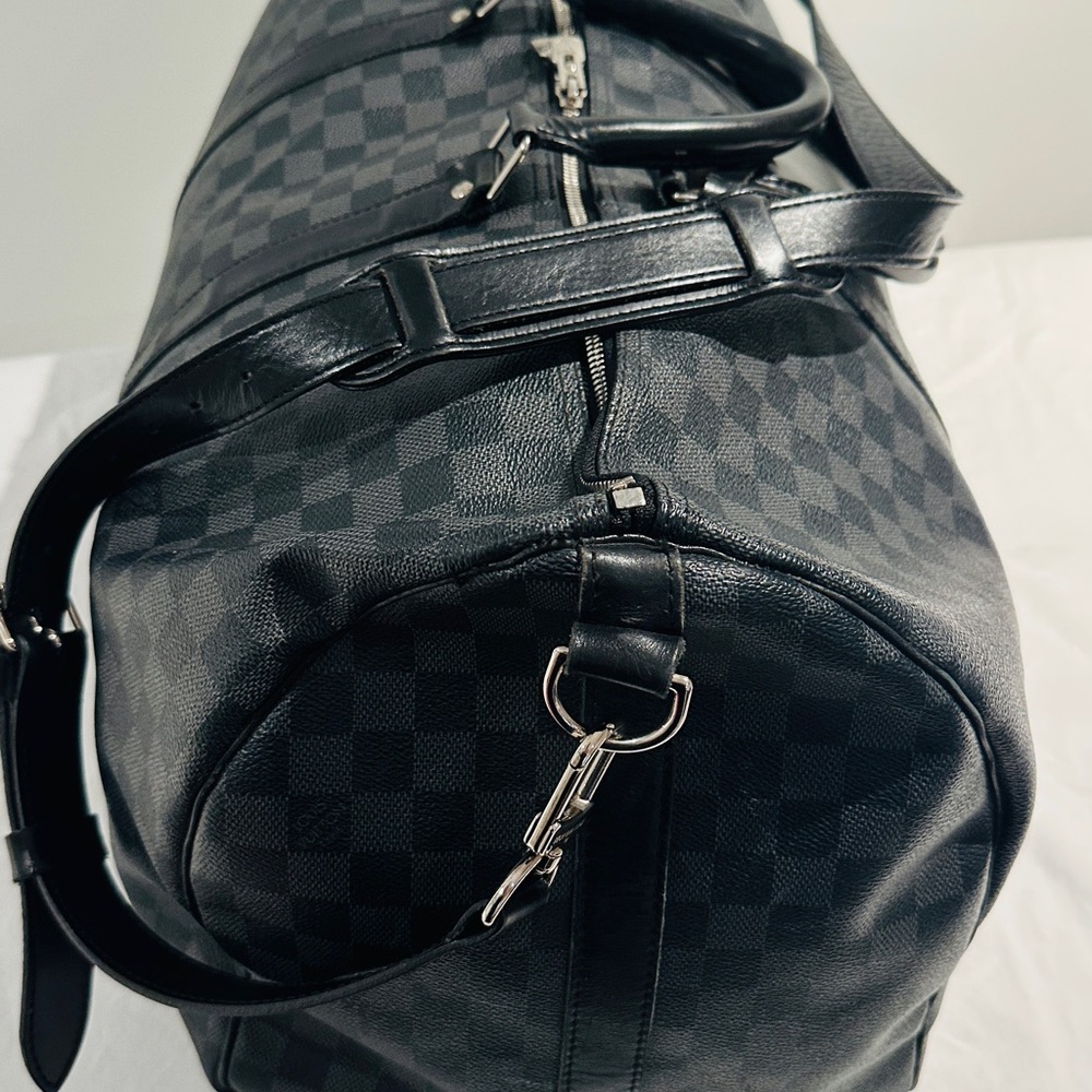 SOLD Louis Vuitton Keepall Bandouliere Bag Damier Graphite 55 Black